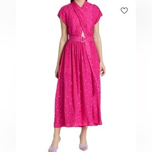 Derek Lam 10 Crosby Celeste Bright Pink Romantic Sparkle Flowy Midi Dress 4